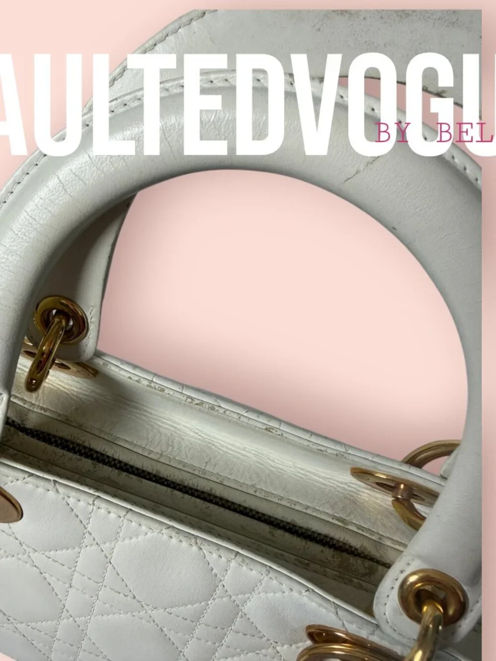 Christian Dior Lady Dior Large Cannage White Leather Tote Gold Hardware Bag - Picture 7 of 16